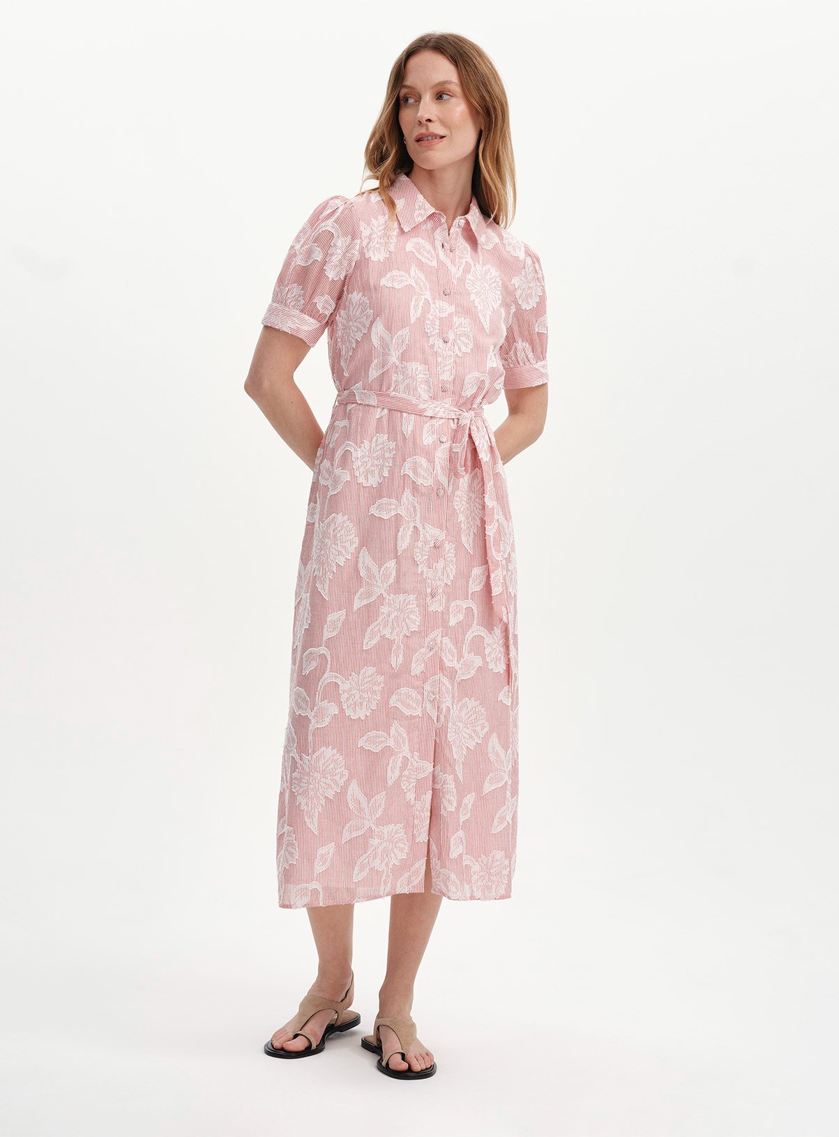 FINERY Mariah Floral Stripe Shirt Dress 14 - Image 3 thumbnail